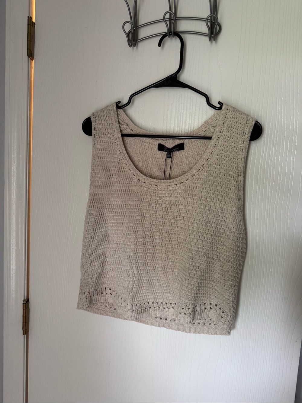 Versona Sleeveless Knit Tank Top - Cream 100% Cotton